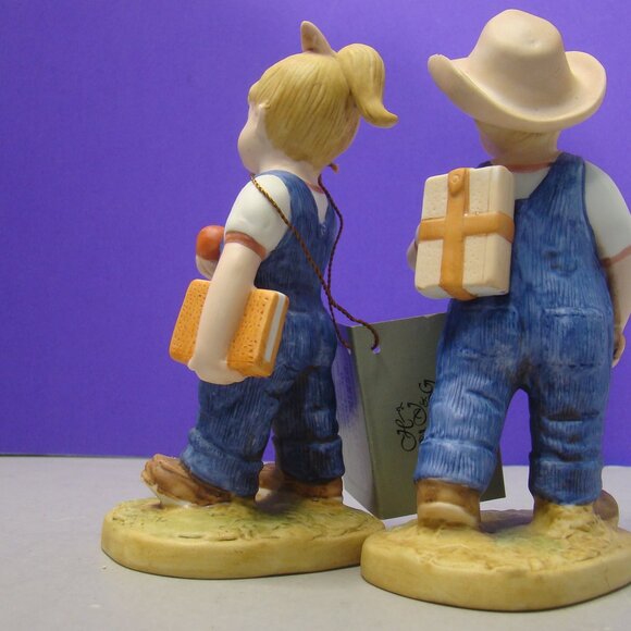 Homco Denim Days School Days Figurine #1513 Kids Boy Girl Americana Vintage tag - Picture 8 of 16